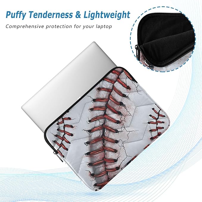 Baseball Laptop Case Sleeve, Vintage Baseball Pattern Shockproof Protective Computer Carrying Cover, Briefcase Handbags 15-16inch Laptop Sleeve Bag