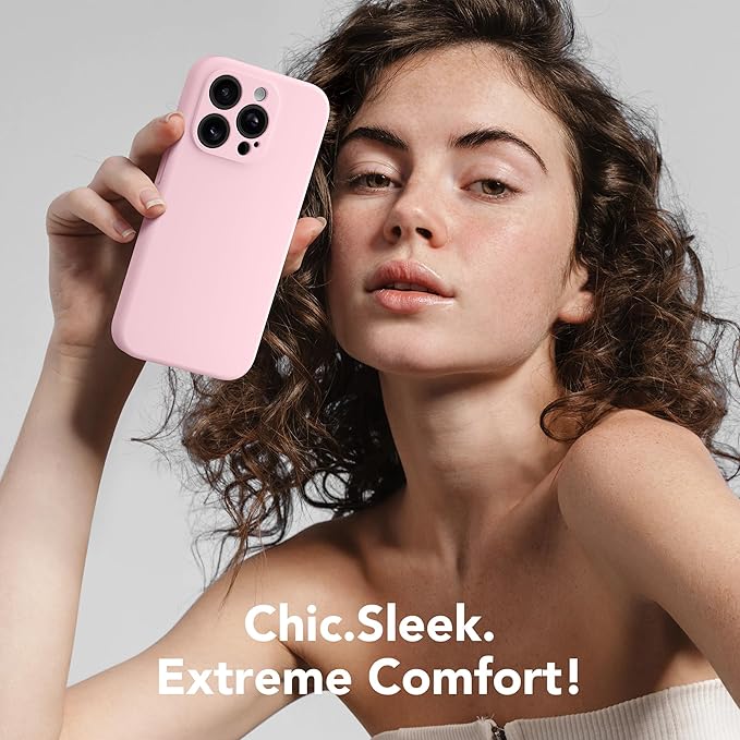 Magnetic for iPhone 15 Pro Max Case, Compatible with MagSafe, [Full Camera Protection][Screen Protector] Silicone Shockproof Protective Phone Case for iPhone 15 Pro Max 6.7", Chalk Pink
