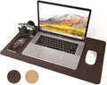 RENMTURE Dual-Sided Mouse Pad, Natural Cork & PU Leather Large Desk Pad for Office and Home Work, Desk Protector Non-Slip, Waterproof, Easy Clean (Dark Coffee, 23.6" x 13.7")