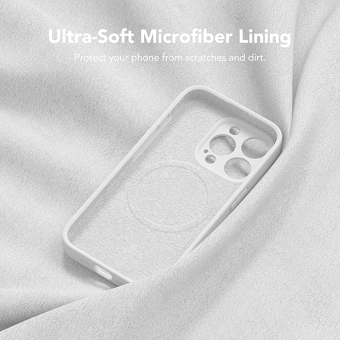 Magnetic for iPhone 15 Pro Max Case, Compatible with MagSafe, [Full Camera Protection][Screen Protector] Silicone Shockproof Protective Phone Case for iPhone 15 Pro Max 6.7", White