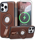 Butaiga for iPhone 16 Pro Max Leather Case with Stand, Anti-Slip Grip Ring, Fits for MagSafe (Cocoa, iPhone 16 Pro Max)