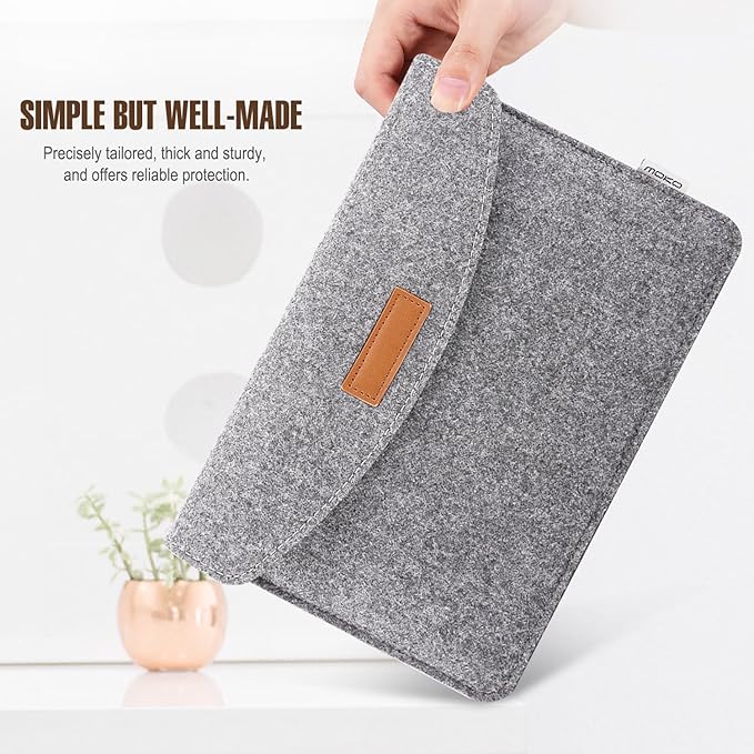 MoKo 7-8 Inch Sleeve Bag, Portable Carrying Protective Felt Tablet Case Cover Fits with iPad mini (A17 Pro) 8.3" 2024, iPad mini 6/5/4/3/2/1, Galaxy Tab S2, Tab A 8.0, ZenPad Z8s 7.9, Light Gray