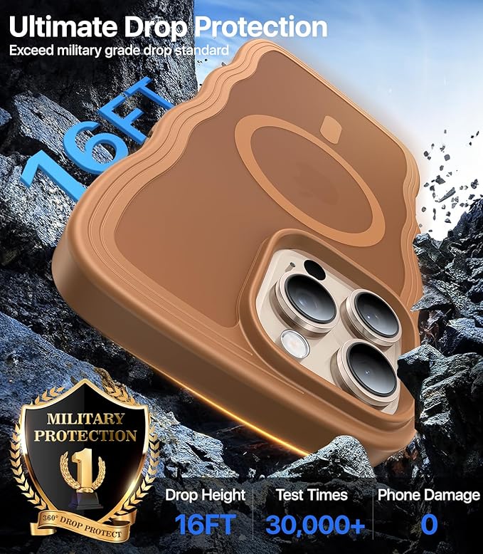Magnetic for iPhone 16 Pro Case,[Compatible with MagSafe][Military-Grade Drop Protection][Anti-Yellowing] Shockproof Protective Translucent Matte Cover for iPhone 16 Pro Phone Case,Brown