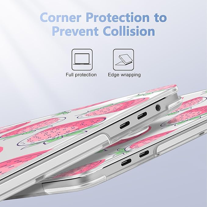 May Chen for MacBook Pro 16 inch A2141 2020 2019 Release, Screen Protector & Keyboard Cover Plastic Soft-Touch Case for MacBook Pro 16-inch with Touch Bar & Touch ID - Strawberry