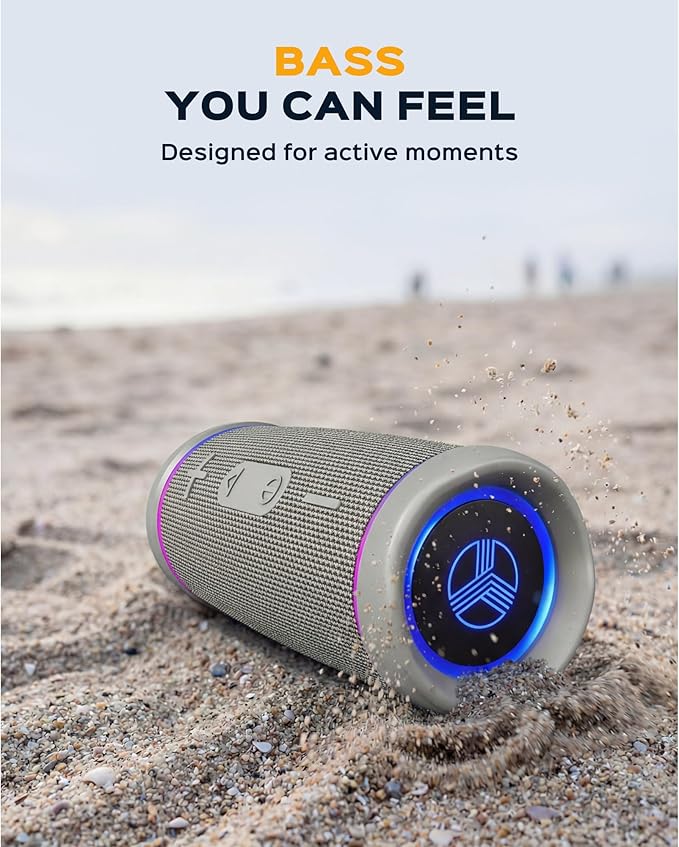 TREBLAB HD77 – Waterproof Bluetooth Speaker, 30W Loud 360° Sound, Deep Bass, IPX7, TWS Pairing, RGB Lights, 20H Battery, Portable Wireless Speaker for Outdoor, Beach, Camping, Party, Travel