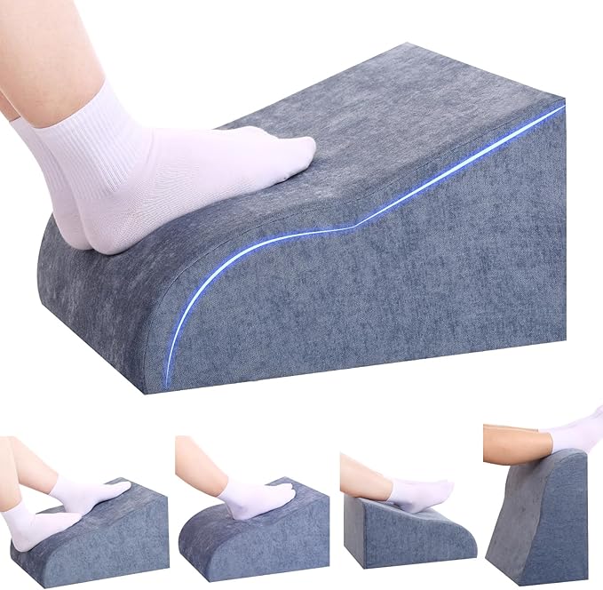 Foot Rest for Under Desk at Work, Ergonomic Under Desk Footrest with Washable Cover for Office, Home & Gaming Leg Elevation Pillow Blue