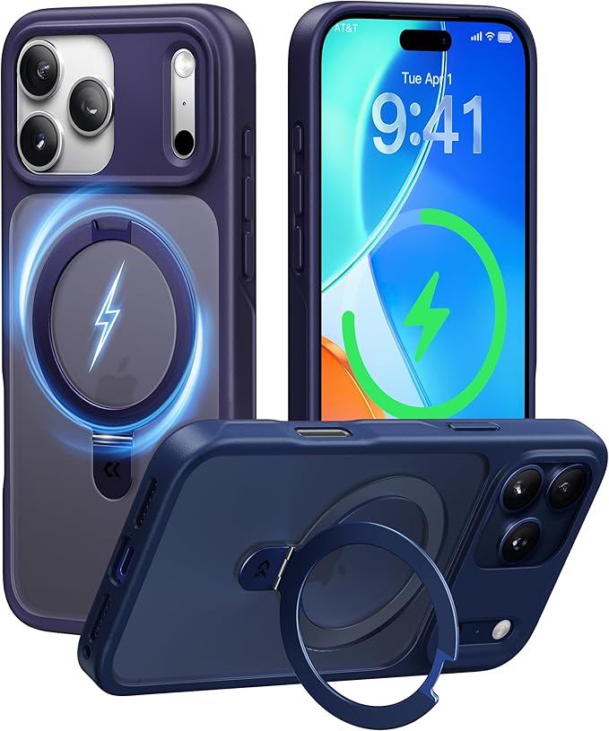 CASEKOO Ultra-Magnetic Stand for iPhone 17 Pro Max Case [Military Drop Protection] [Compatible with MagSafe] Shockproof Translucent Matte Slim Ring for iPhone 17 Pro Max Phone Case 6.9", Purple