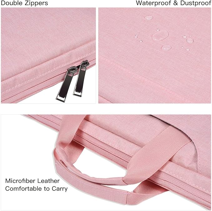 14 15 Inch Laptop Case Women Ladies Bag TSA Laptop Sleeve for MacBook Pro 14" M5/M4/M3/M2/M1, Macbook Air 15 M5/M4, Dell XPS 15/Inspiron 14, Acer HP Lenovo ASUS Chromebook 14" Notebook Case Bag, Pink