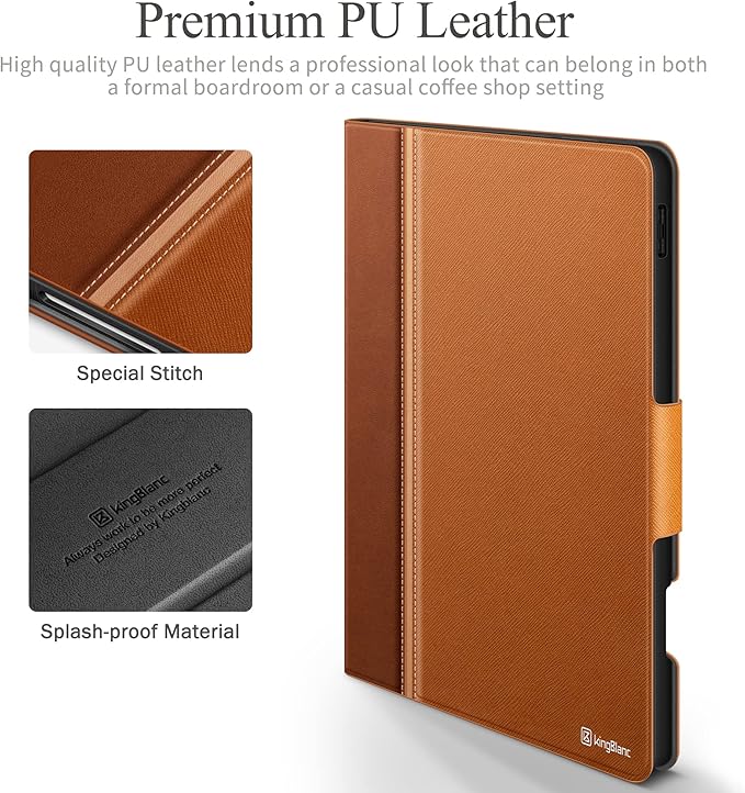 KingBlanc for iPad Pro 12.9 Case 6th/5th/4th/3rd Generation (2022/2021/2020) with Pencil Holder, PU Leather Smart Stand Cover, Auto Sleep/Wake, Apple Pencil2 Charging, Multi-Angle for Typing, Brown