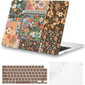 iCasso for MacBook Air 13.6 inch Case 2026 2025-2022 Release M5 M4 M3 M2 Model A3449 A3240 A3113 A2681, Flower Pattern Sturdy Protective Hard Shell Case Cover for Mac Book Air 13 inch,Brown