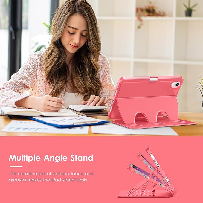 VIKESI Case for iPad mini 7 (A17 Pro) and iPad mini 6,Multiple Angles Magnetic Stand Cover,Shockproof Soft Back,Pencil Holder,and Auto Sleep/Wake,Red