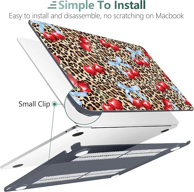 DONGKE Compatible with M5 MacBook Air 15 inch Case 2026 2025-2023 A3448 A3241 A3114 A2941 M4 M3 M2 Liquid Retina Display Touch ID, Protective Hard Shell Cover & Keyboard Skin - Leopard Cherry