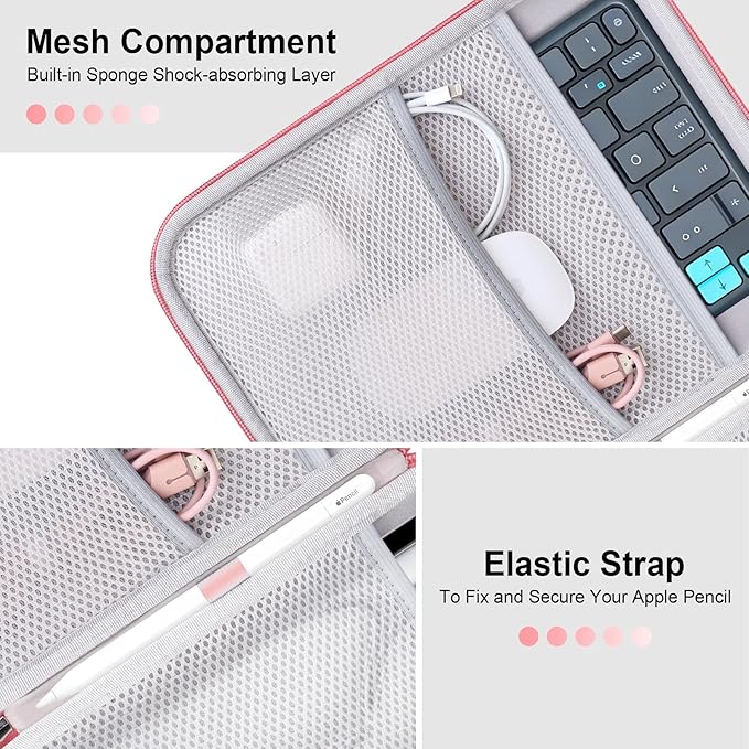 Lacdo iPad Mini 7 Sleeve, iPad Mini Case Bag, Tablet Sleeve Case for iPad Mini 7 (A17 Pro), iPad mini 6 5 4 3 2, Samsung Galaxy Tab A7 Lite/Tab A9 8.7" Hard Shell Protective Tablet Carrying Case, Pink