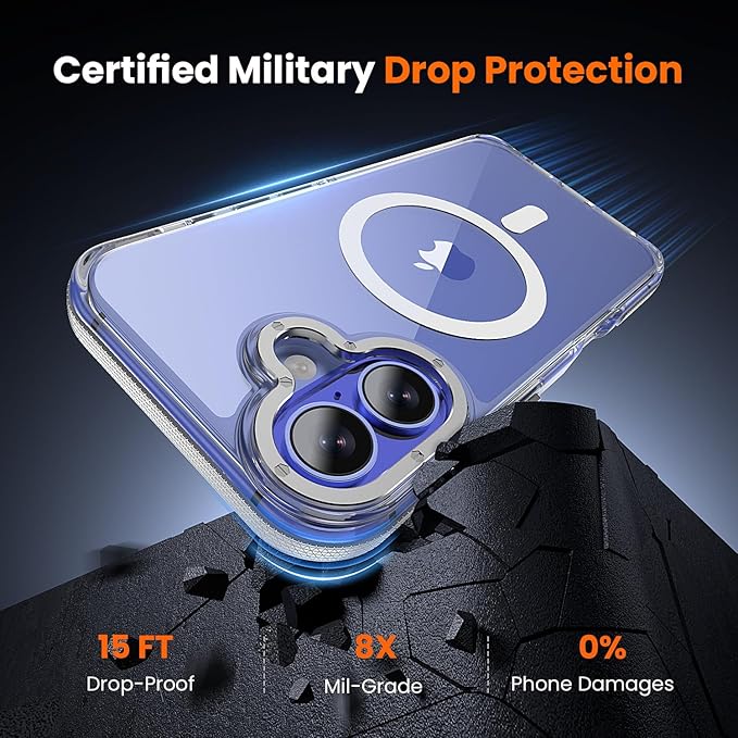 toushion 3 in 1 for iPhone 16 Plus Case Clear Bumper | with MagSafe,Screen Protector *1 & Camera Lens Protector*1, Shockproof Guard Corners, Military-Grade Protection