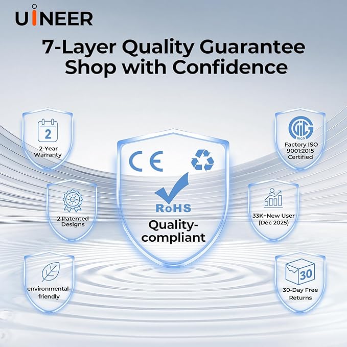 Uineer Wireless Ergonomic Mouse, Bluetooth Mice (BT4.0/5.0 and 2.4G) Rechargeable Vertical Mouse, 3 Multi-Device Connectivity for PC/Mac/Laptop/Computer, 4 DPI Quiet Clicks for Office, Home-Black