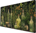 Green Enchanted Apothecary Desk Mat - Large Mouse Pad Mystical Herb Jars with Vines- Gothic Alchemy Bottles & Botanical Curiosities- Witchy Potion Brewer XL Desk Pad Cottagecore Decor 31.5 * 15.7in