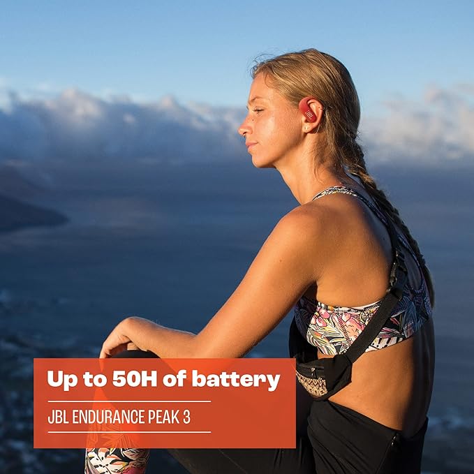 JBL Endurance Peak 3 - Dust and Water Proof (IP68) True Wireless Active Earbuds, JBL Pure Bass Sound, Up to 50 Total Hours of Playback with Speed Charge, Ambient Aware & Talk Thru (Black)