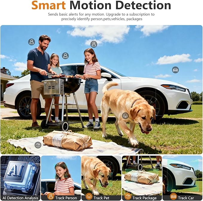 2K FHD Security Camera Wireless OutdoorCamera for Home Security, Instant Alert, AI Human Detection, Color Night Vision,2-Way Talk,SD/Cloud Storage,Solar/Battery Powered,Spotlight,Siren Alarm,2.4G WIFI