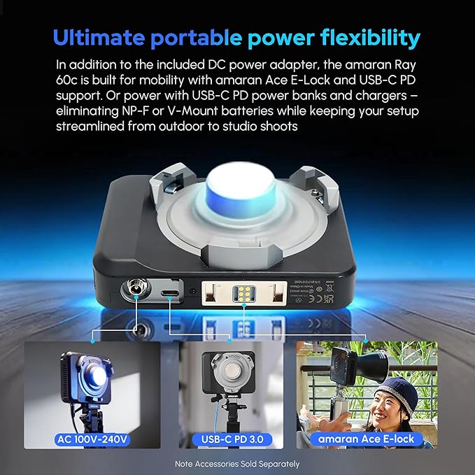 Amaran Ray 120c RGB Video Light,120w Portable Studio Photography Light CCT 1,800K-20,000K with Softbox Portable Bag for YouTube,TikTok,Live Streaming,Weddings,Vlog
