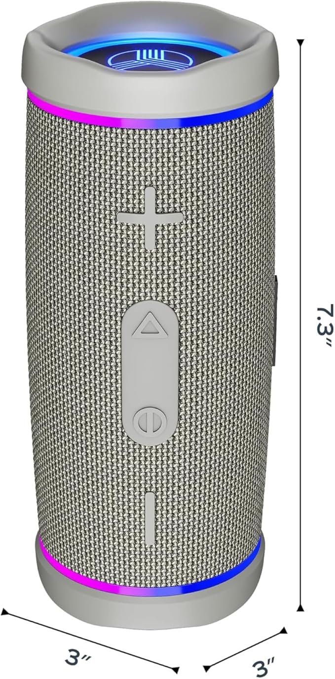 TREBLAB HD77 – Waterproof Bluetooth Speaker, 30W Loud 360° Sound, Deep Bass, IPX7, TWS Pairing, RGB Lights, 20H Battery, Portable Wireless Speaker for Outdoor, Beach, Camping, Party, Travel