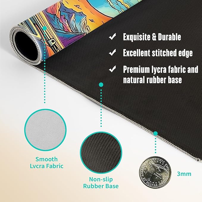 Extended Gaming Mouse Pad, Large Mouse Mat 3 mm Nature Rubber Base Mousepad with Stitched Edges, Non-Slip Desk Mat for Office Home Great Gift 31.5x11.8 Inch (Astronaut 3)