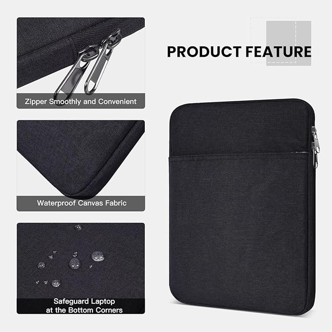Tablet Sleeve Case Bag for Amazon Fire Max 11 Tablet/Kindle Fire HD 10/10 Plus Tablet 10.1", 11 inch iPad Air M3 & M2, 2025 iPad A16, Pro M5, Galaxy Tab A9+ Plus, Black