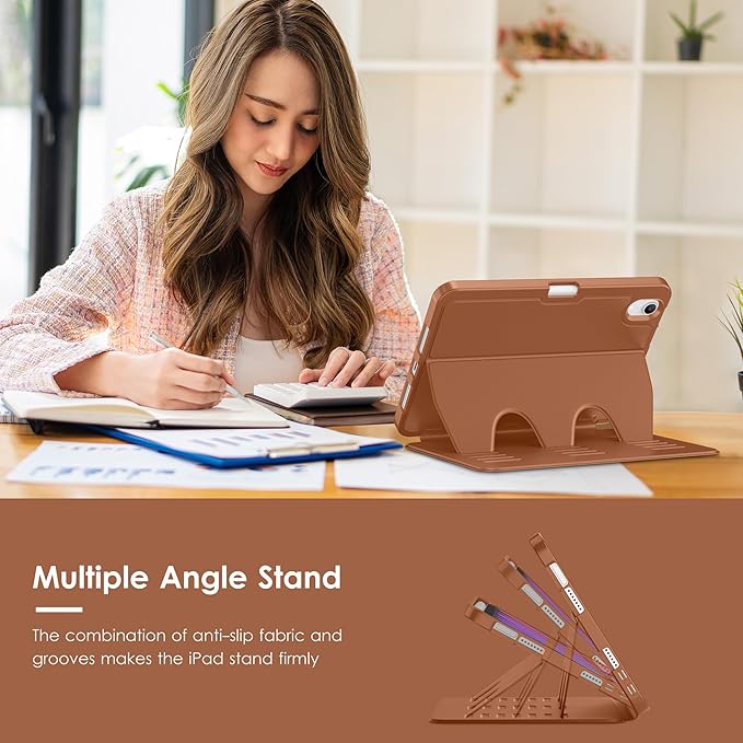 VIKESI Case for iPad mini 7 (A17 Pro) and iPad mini 6,Multiple Angles Magnetic Stand Cover,Shockproof Soft Back,Pencil Holder,and Auto Sleep/Wake,Brown