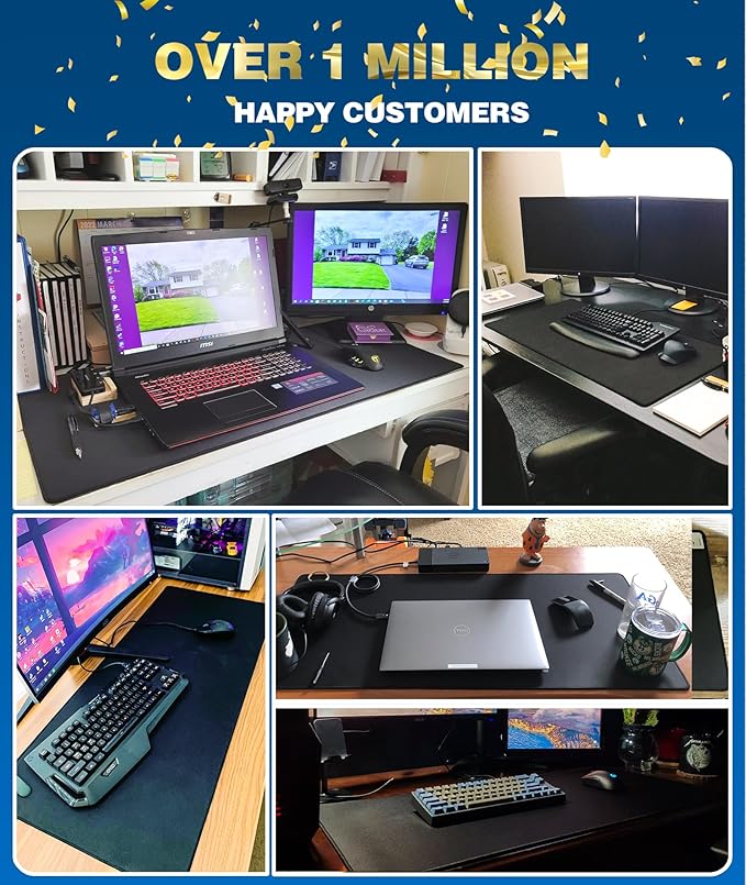 KTRIO Large Gaming Mouse Pad Desk Mat, Superior Micro-Weave Cloth for Precise Mouse Control, Non-Slip Rubber Base, Stitched Edges, Water-Resistant, for Gamer, Office & Home, 35.4" x 15.7" inches