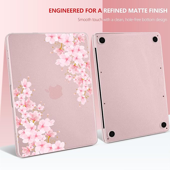 DONGKE for MacBook Neo 13 inch Case 2026 (Model A3404), Artistic Cherry Pattern Ultra Slim Frosted Matte Hard Shell, Anti-Scratch & Fingerprint Resistant Cover - Cherry Blossom