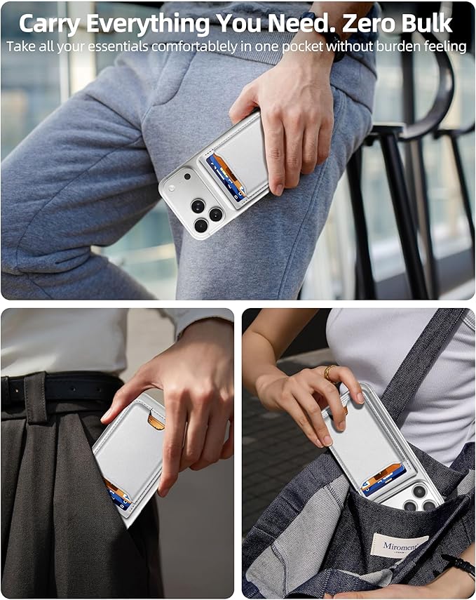 For Magsafe Wallet with Money Clip, Strongest Magnetic Wallet for iPhone 17/16/15/14/13/12 Series, Adjustable Stand, ID Window, 5 Card Holder, RFID Blocking, Not for 13/12 Mini, Black, Light Gray