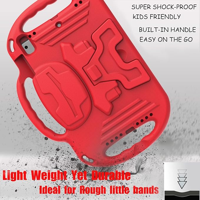 LTROP iPad 6th Generation Case, 9.7 iPad Case 2018, iPad 9.7-Inch Case - Light Weight Shock Proof Handle Stand Shoulder Strap Kids Case for 9.7 inch iPad 6th Gen/ 5th Gen/Air 2/ Air - Red