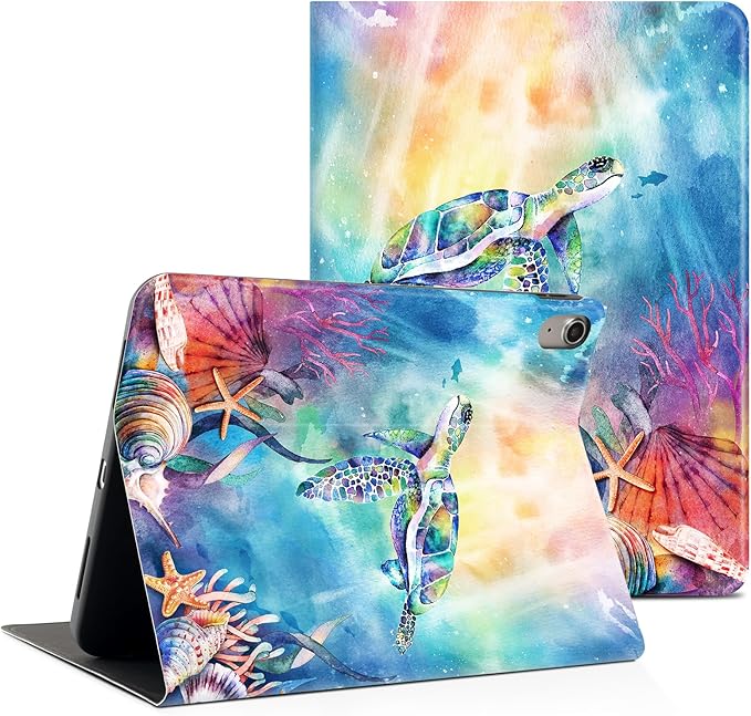 Lokigo New iPad (A16) 11th Generation Case 11 Inch 2025, iPad 10th Generation Case 2022 10.9 Inch, Multi-Angle Viewing Protective Stand IPad Cover 10th Generation, Auto Wake/Sleep, Turtle