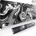 Gaming Mouse Pad XL XXL with World Map(31.5 x 11.8in), Desk Mat&Large Mouse Pad Keyboard Mat 3MM Anti Slip and Waterproof Rubber Mouse Pad (Black Marble Fluid Design)…