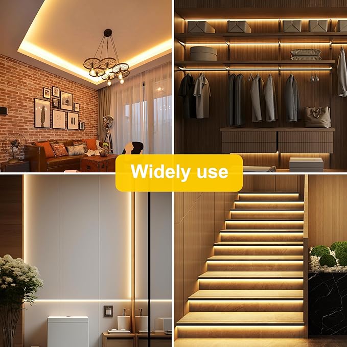 Pandery COB LED Strip Lights Warm White,24V Dimmable led Light Strip KIT with Remote and app Control,2700K 65FT/20m 8mm Wide Ra>90 Cuttable Flexible Strip Lights for Bedroom,Shelf,Cabinet