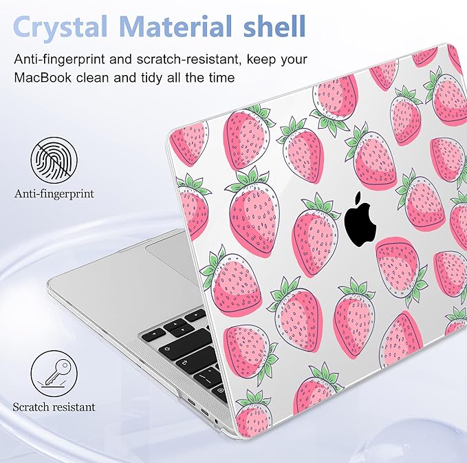 May Chen for MacBook Pro 16 inch A2141 2020 2019 Release, Screen Protector & Keyboard Cover Plastic Soft-Touch Case for MacBook Pro 16-inch with Touch Bar & Touch ID - Strawberry