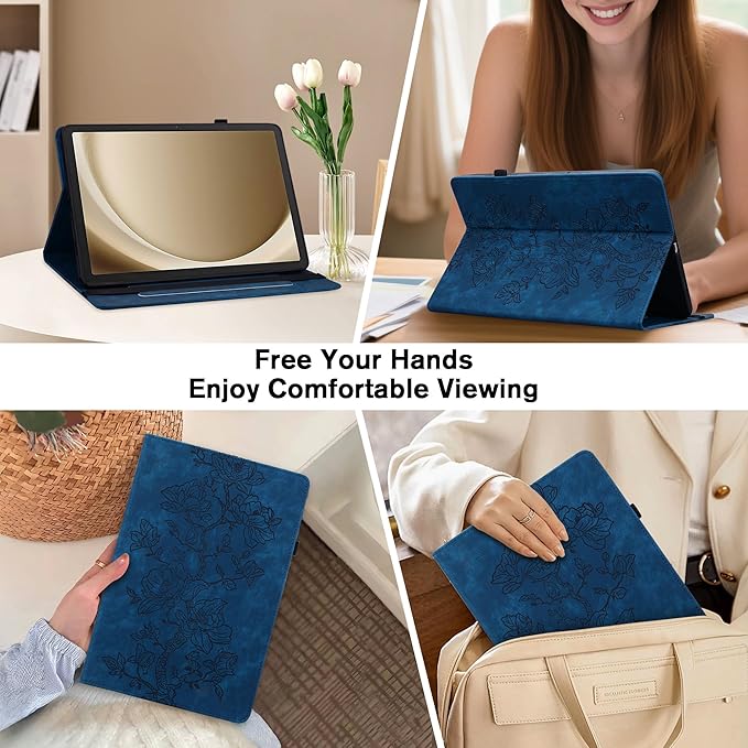 Case for iPad Pro 11 Inch (M5/M4) 2025/2024, Auto Wake/Sleep Slim PU Leather Folio Cover with Multi-Angle Stand and Pen Holder, Blue