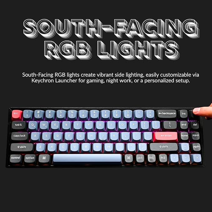 Keychron K14 Pro Wireless Custom Mechanical Keyboard,70% QMK/VIA Programmable Bluetooth/Wired RGB Backlight, Hot-swappable K Pro Red Switch - for Mac Windows Linux