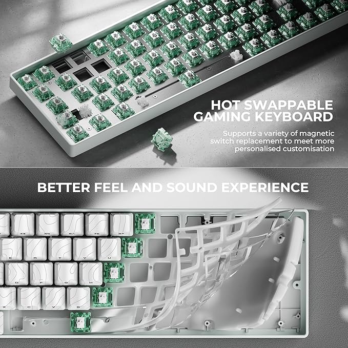 x XVX HE68 Pro Rapid Trigger Keyboard 60% Percent,Hall Effect Keyboard with Gateron Magnetic Jade Pro Switch,CNC Aluminum Frame Topographic Custom Mechanical Key Board for PC/Laptop/Xbox/PS4/PS5,White