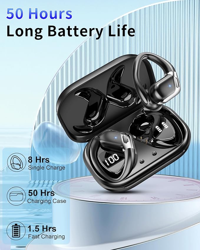 Ear buds Wireless Earbuds, Bluetooth 5.4 headphones Sport 2026 Noise Cancelling, Running Headphones 50 Hrs, Over Ear Earbuds with Ear Hooks, Bluetooth Earphones with Mic/IP7 Waterproof for Android/iOS