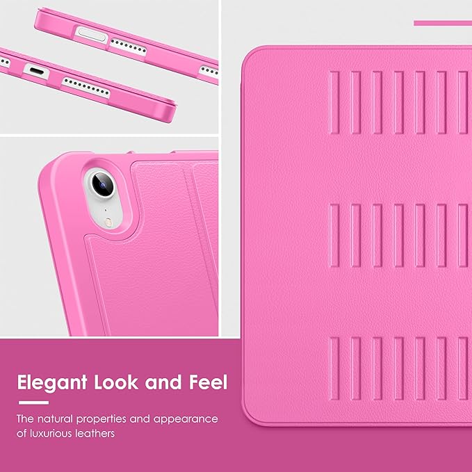 VIKESI Case for iPad mini 7 (A17 Pro) and iPad mini 6,Multiple Angles Magnetic Stand Cover,Shockproof Soft Back,Pencil Holder,and Auto Sleep/Wake,Rose