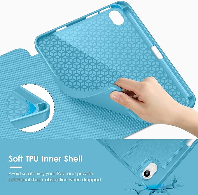 VIKESI Case for iPad mini 7 (A17 Pro) and iPad mini 6,Multiple Angles Magnetic Stand Cover,Shockproof Soft Back,Pencil Holder,and Auto Sleep/Wake,Sky Blue