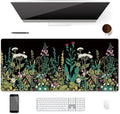 XXL Waterproof Office Desk Pad Protector 35.4x15.7 Inch - Extended Gaming Mouse Pad with Non-Slip Rubber Base, Thickened Keyboard Mat, Stitched Edges & Weeds Design