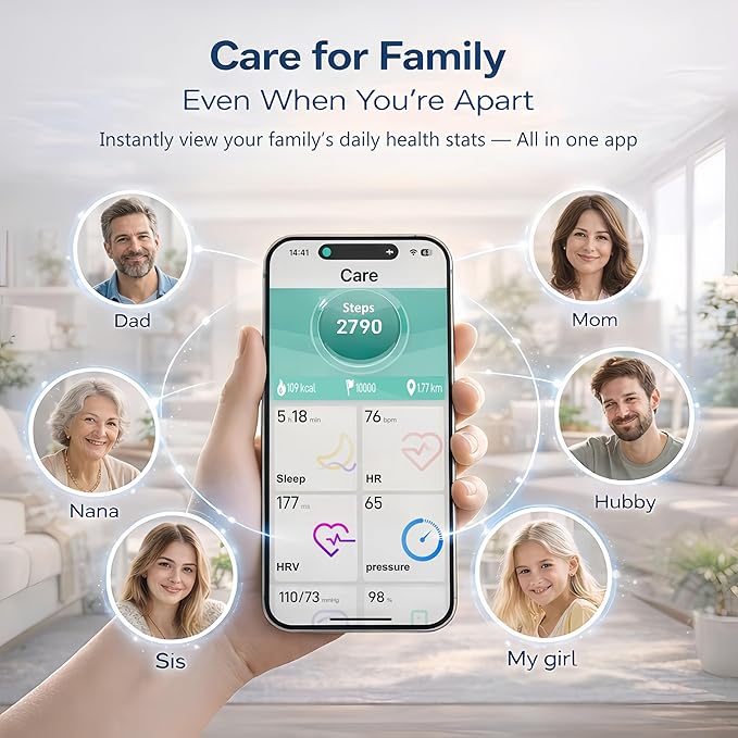 Smart Ring Health & Fitness Tracker for Men & Women, Heart Rate, SPO₂, Sleep & Activity Monitoring, IP68 Waterproof, Long Battery Life, Family Care Mode, No Subscription Fee (Silver, 9)