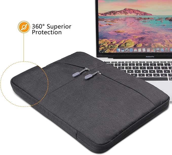 Megoo 15" Laptop Sleeve for Microsoft Surface Laptop 5/4/Book 3 15.6", MacBook Air 15.3"/Pro 16.2", Samsung Galaxy Book 15.6", Carry Case for 15" 16" Chromebook Computer(Black)