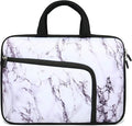 11 11.6 12 12.1 12.5 inches Laptop Sleeve Chromebook Case Ultrabook Case Notebook Sleeve PC Messenger Bag Tablet Case Neoprene Handle Sleeve for Women Men, Two Pockets(White Marble)