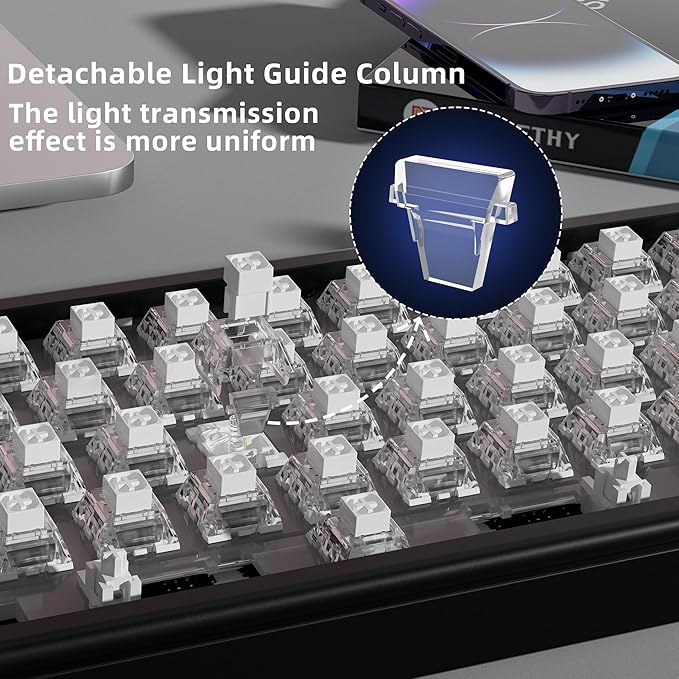 Kailh Box White Pro Mechanical Keyboard Switch,Clicky 3-pin 45gf Pre-Lubed Dustproof Waterproof RGB SMD Key Switches for High-Speed Typing(Box White Pro,72pcs)