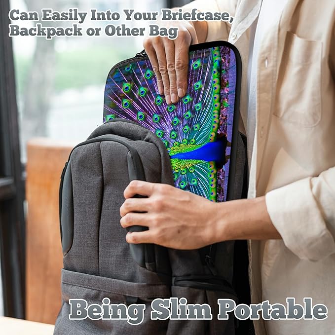 Laptop Sleeve Case Bag 13 inch, Peacock Slim Carrying Case Handbag Travel Laptop Bag for 13 inch MacBook Air M3/M2/Pro M2/ 13" iPad Pro/Air M4/M2 2024