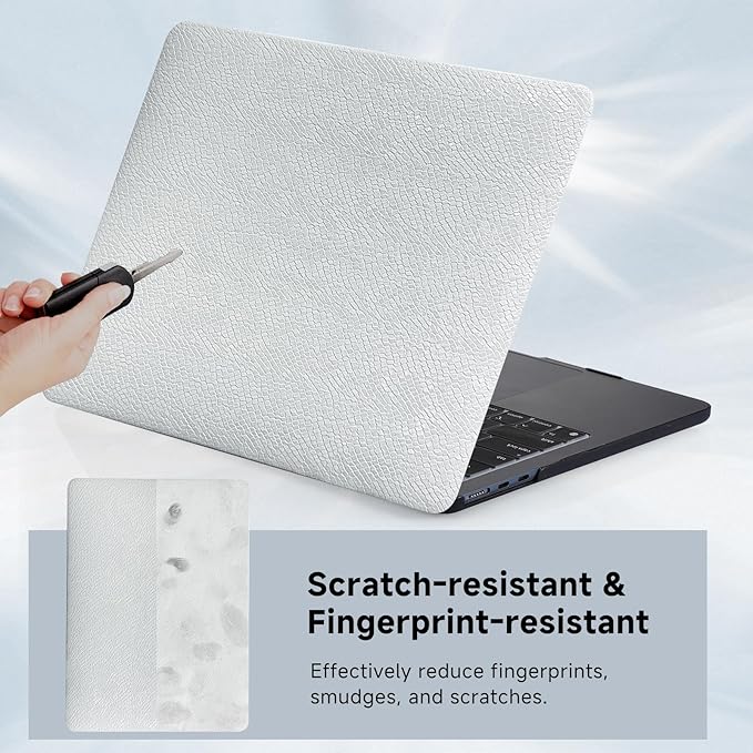 Funut for MacBook Air 13 inch Case 2022 2021 2020 2019 2018 Release A2337 M1 A2179 A1932 Touch ID, Luxury Snake PU Leather Scratch & Shockproof Hard Shell Case & Keyboard Cover,Snake White