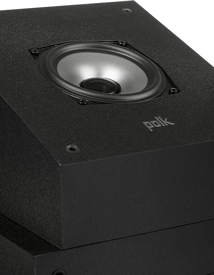 Polk Monitor XT90 Hi-Res Height Speaker Pair for 3D Sound Effect - Dolby Atmos-Certified, DTS:X and DTS Virtual:X Compatible, Surround Sound Speakers, 4" Dynamically Balanced Woofer, Midnight Black