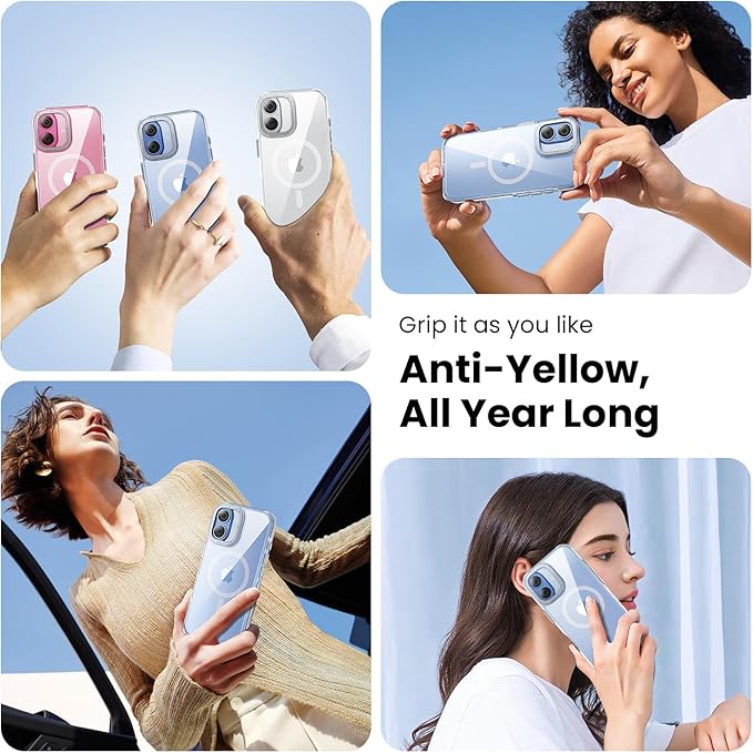 Anti-Yellowing Strong Magnetic for iPhone 17 Case, [Compatible with MagSafe] [12FT Military Grade Drop] Slim Thin iPhone Cover 6.3 Inch, Clear White
